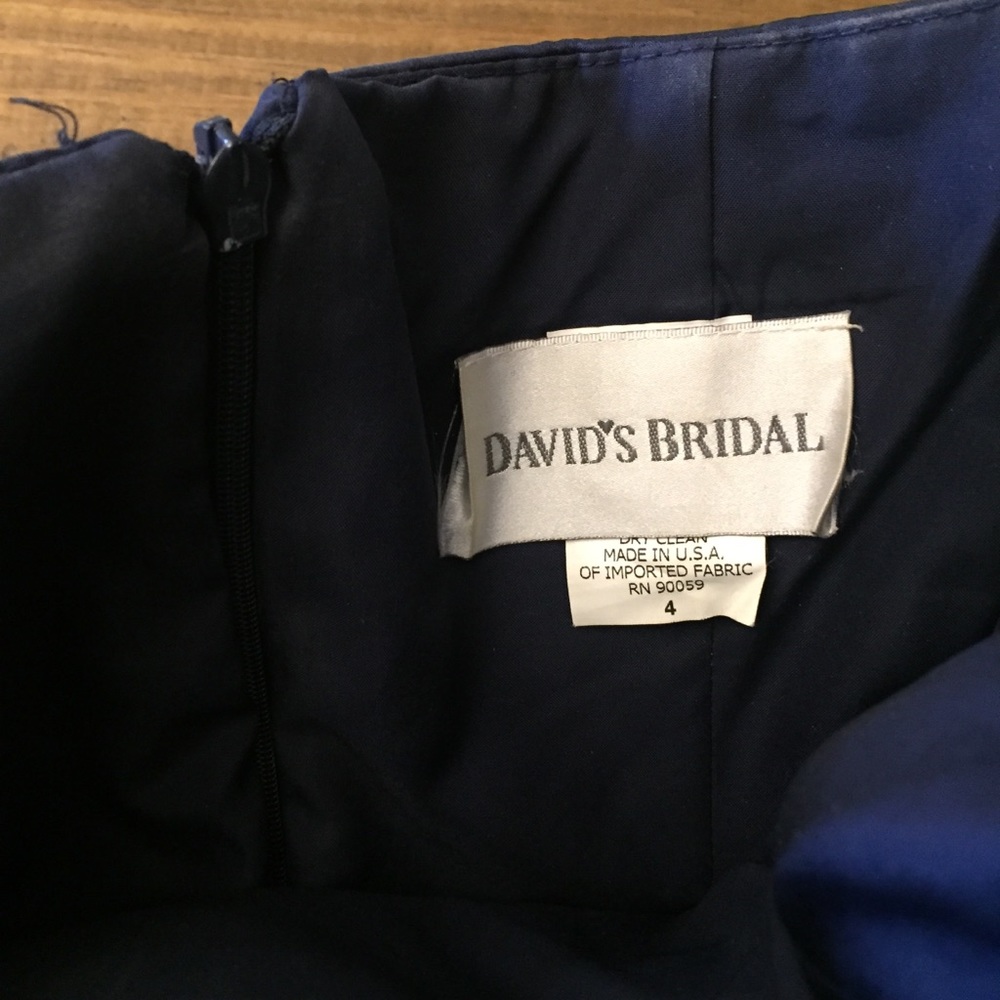 David’s Bridal Navy Strapless Ruched Dress - Picture 7 of 8